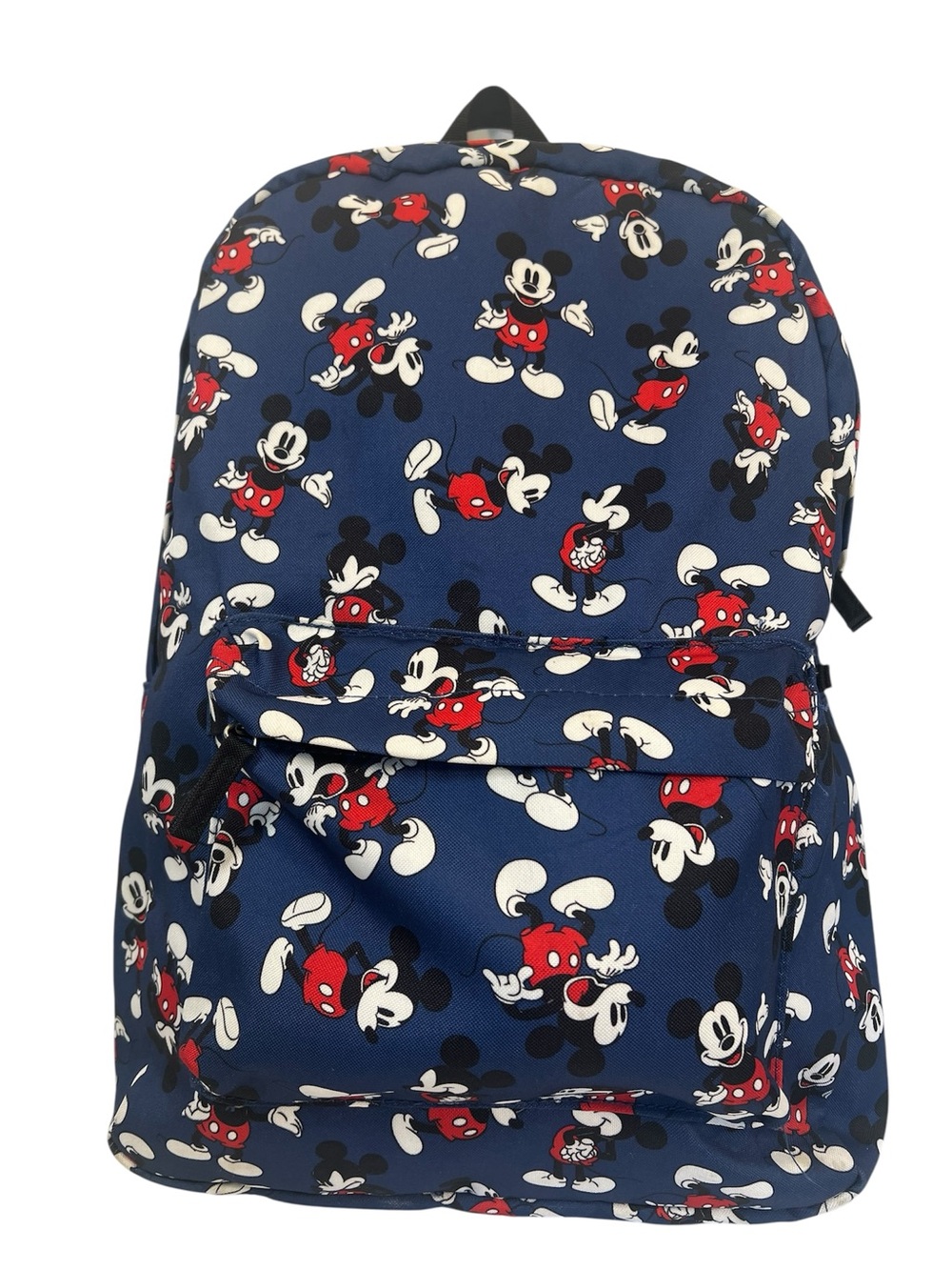 Versatile Disney Navy Backpack with Red, White and Black Mickey Print.